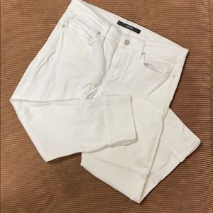 Low rise cuffed white denim pants
